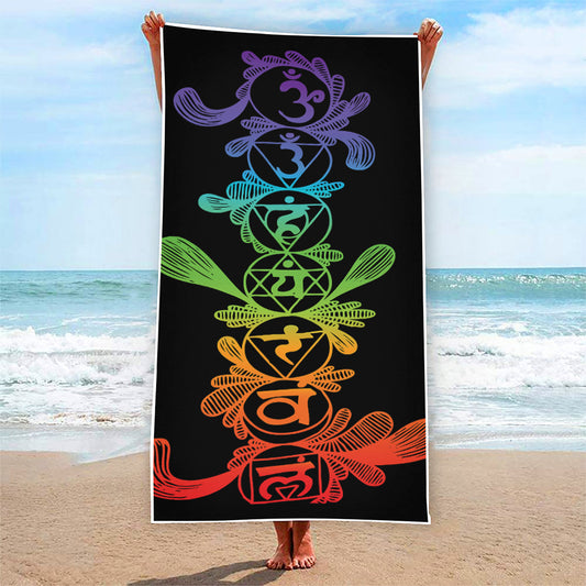 Seven Spiritual Chakras Print Beach Towel