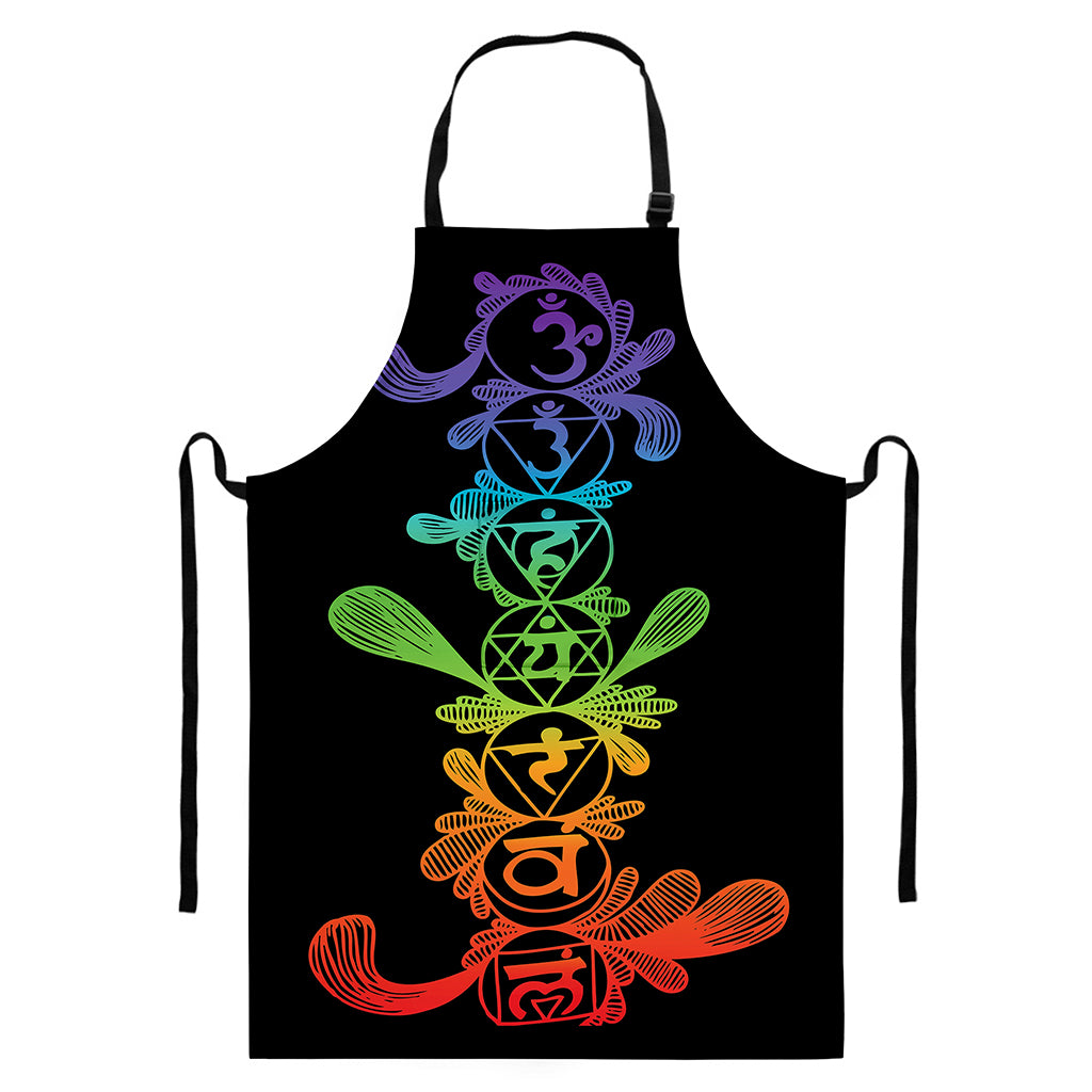 Seven Spiritual Chakras Print Bib Apron With Pocket