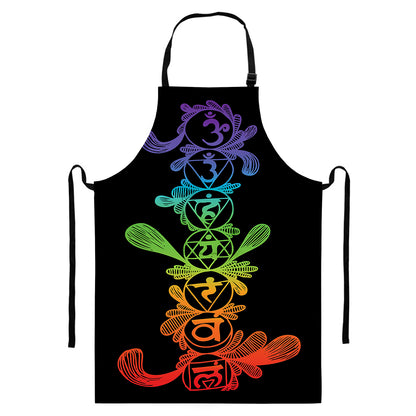 Seven Spiritual Chakras Print Bib Apron With Pocket