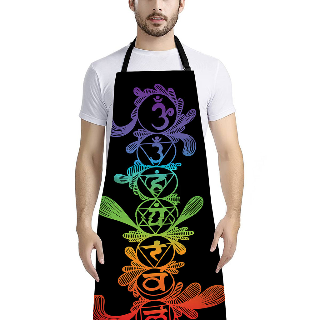 Seven Spiritual Chakras Print Bib Apron With Pocket