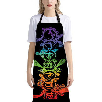 Seven Spiritual Chakras Print Bib Apron With Pocket
