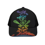 Seven Spiritual Chakras Print Black Mesh Trucker Cap