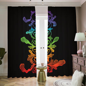 Seven Spiritual Chakras Print Blackout Pencil Pleat Curtains