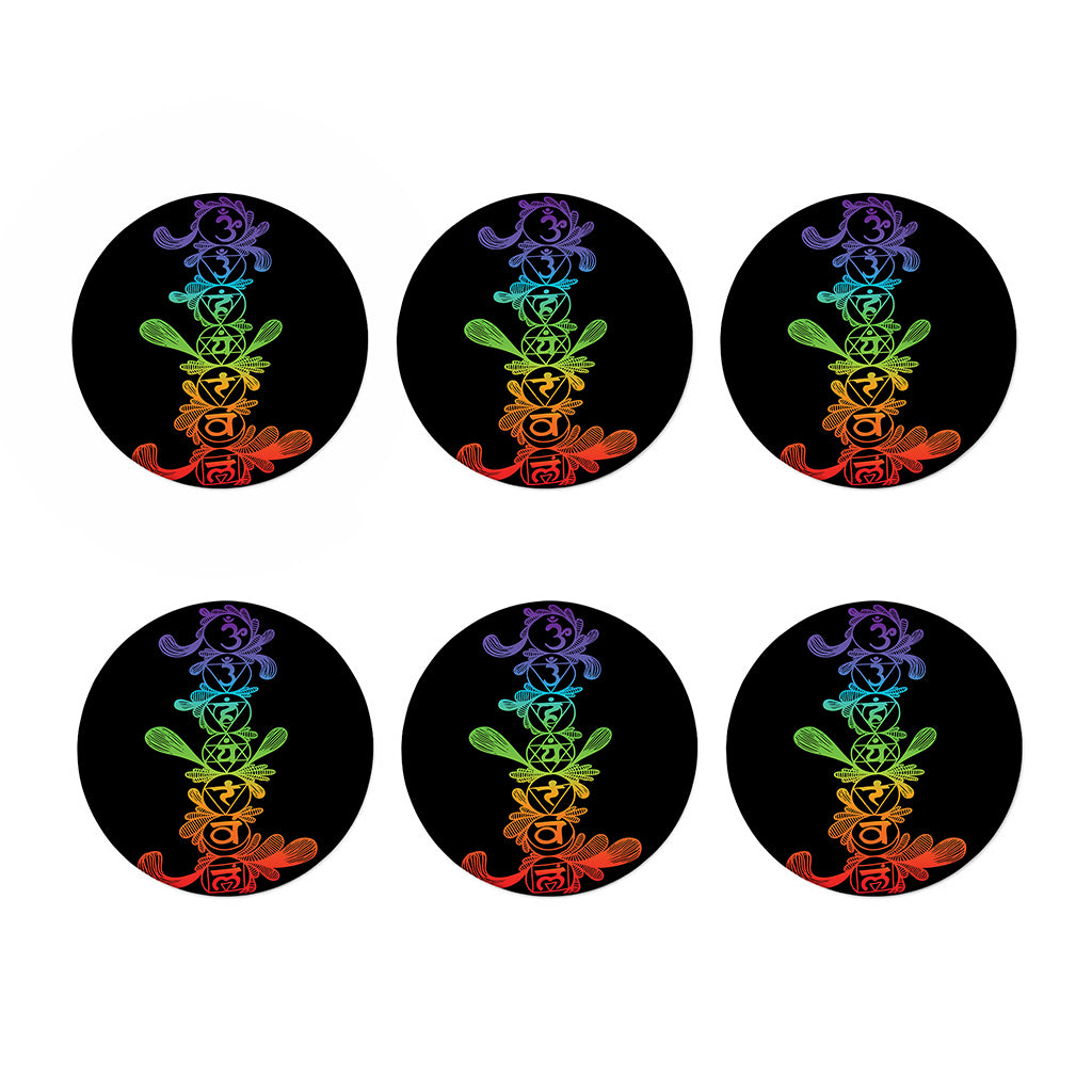 Seven Spiritual Chakras Print Coaster Set