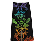 Seven Spiritual Chakras Print Cotton Front Slit Maxi Skirt