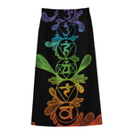 Seven Spiritual Chakras Print Cotton Front Slit Maxi Skirt