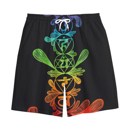 Seven Spiritual Chakras Print Cotton Shorts