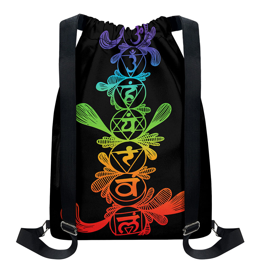 Seven Spiritual Chakras Print Drawstring Backpack