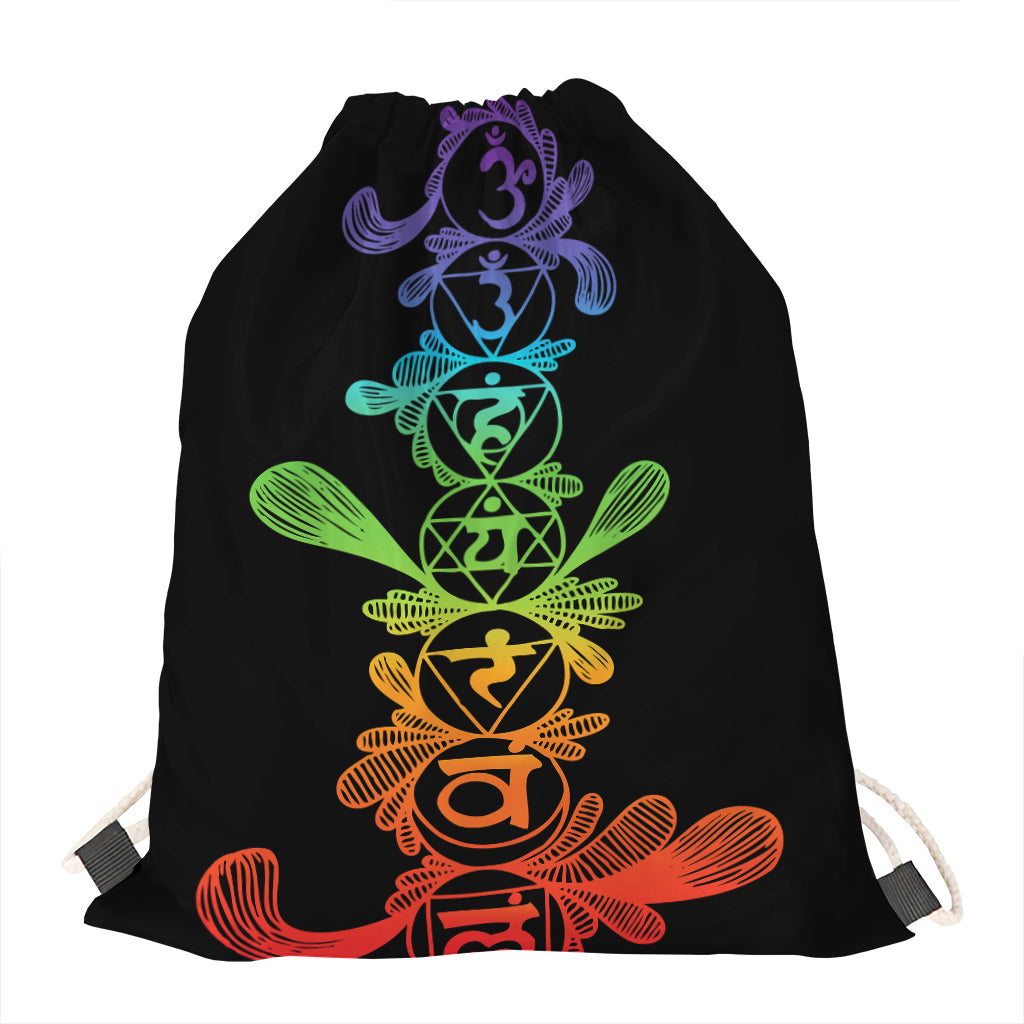 Seven Spiritual Chakras Print Drawstring Bag