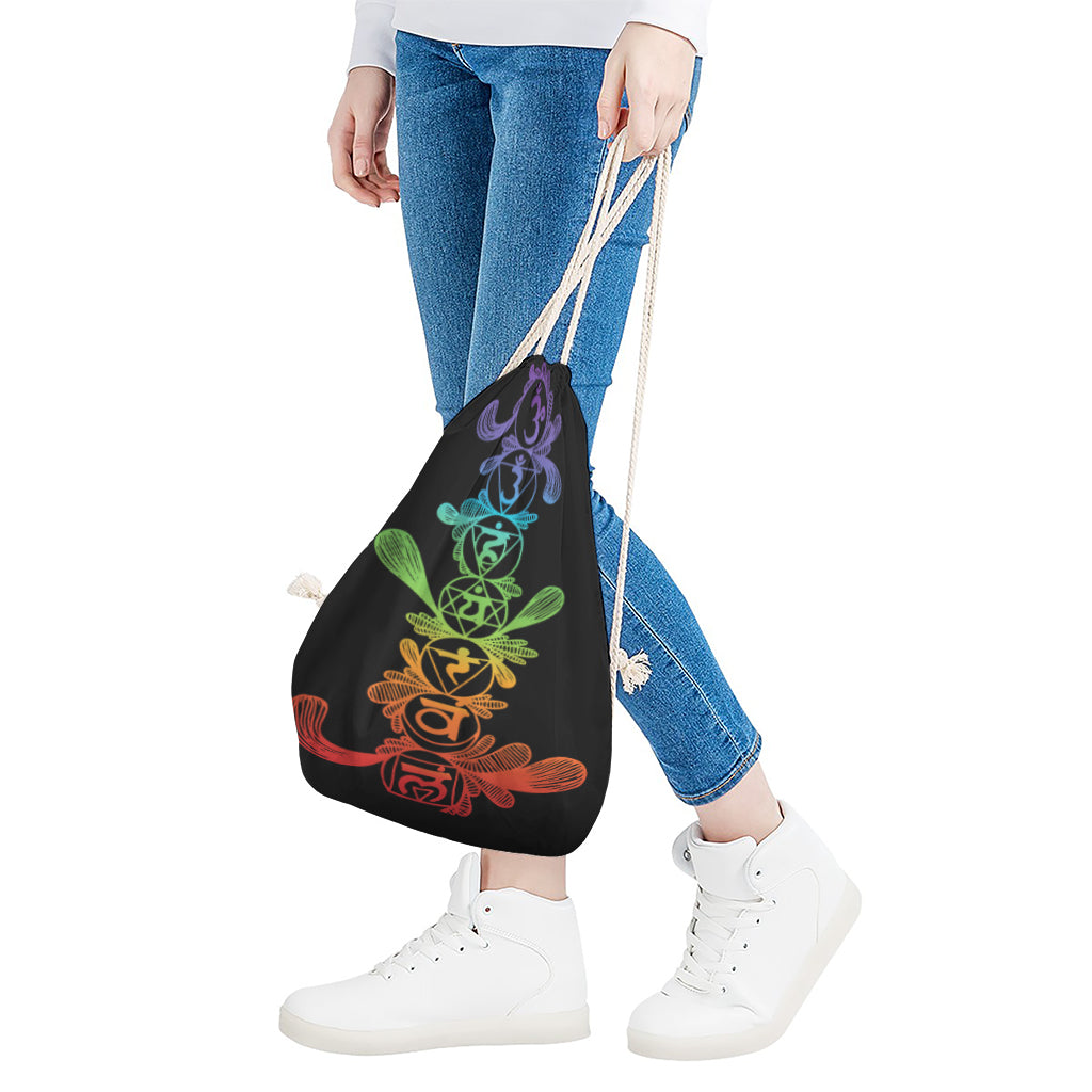 Seven Spiritual Chakras Print Drawstring Bag