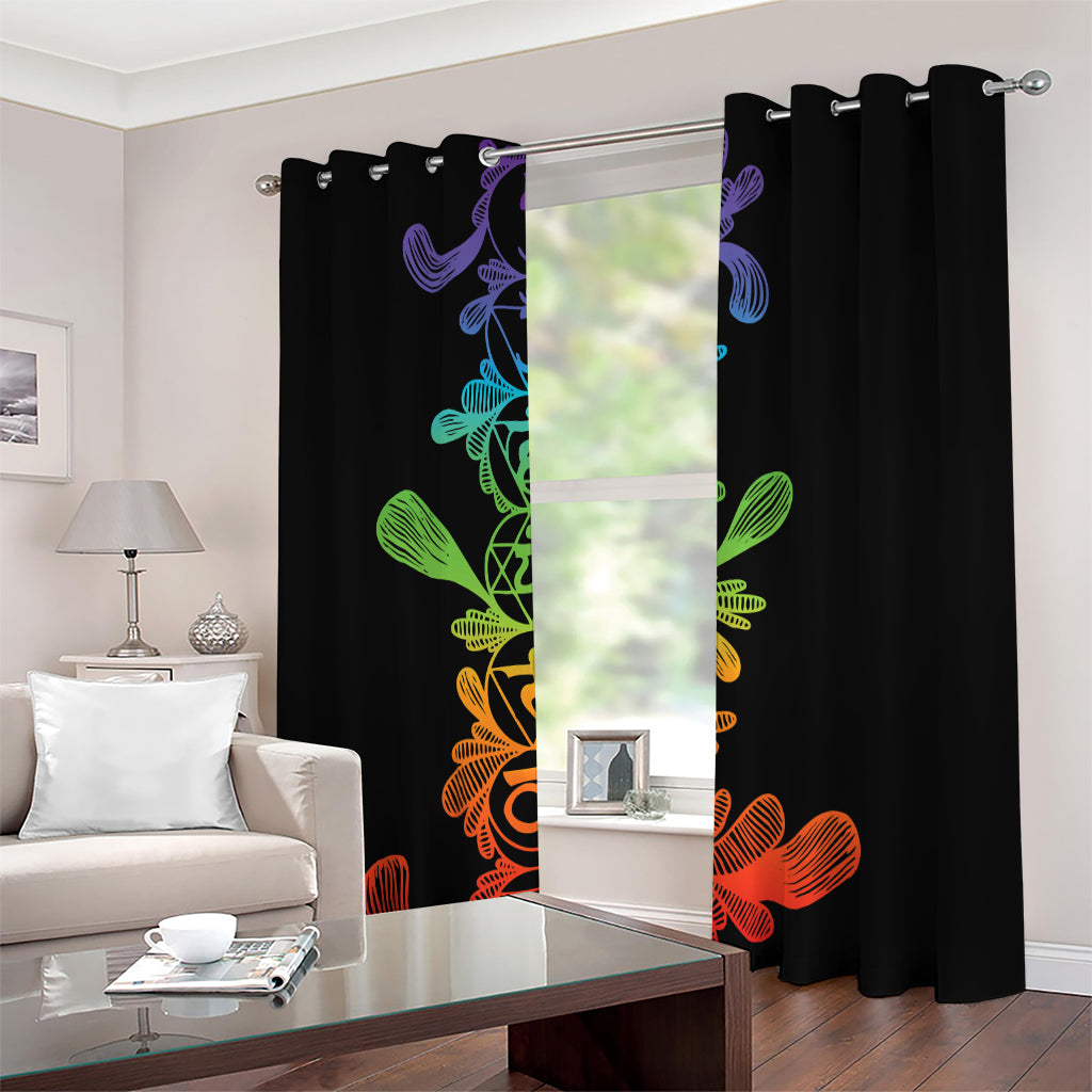 Seven Spiritual Chakras Print Extra Wide Grommet Curtains