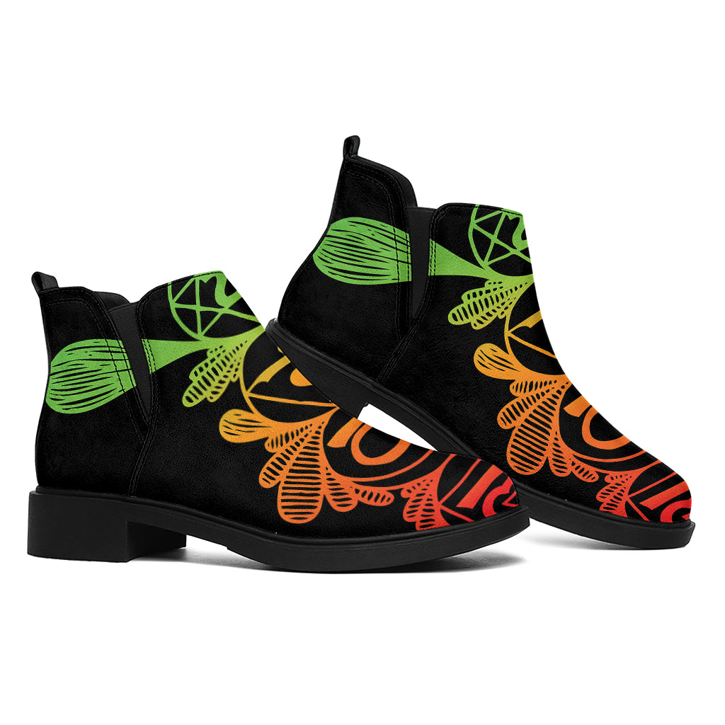 Seven Spiritual Chakras Print Flat Ankle Boots