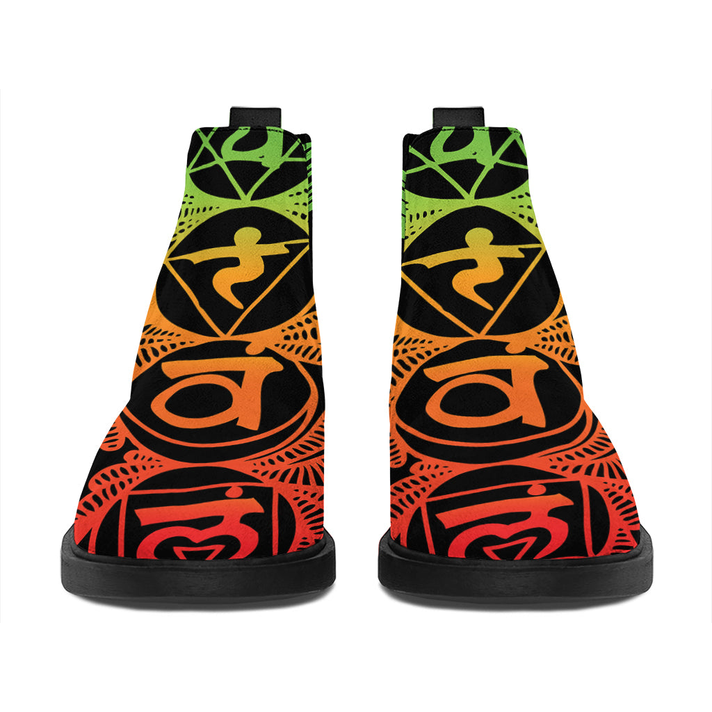 Seven Spiritual Chakras Print Flat Ankle Boots