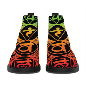 Seven Spiritual Chakras Print Flat Ankle Boots