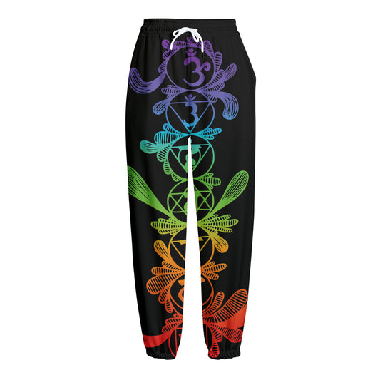 Seven Spiritual Chakras Print Fleece Lined Knit Pants