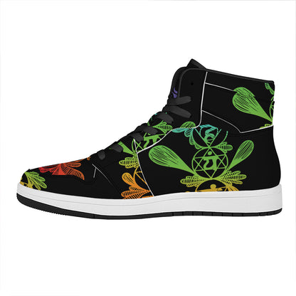 Seven Spiritual Chakras Print High Top Leather Sneakers
