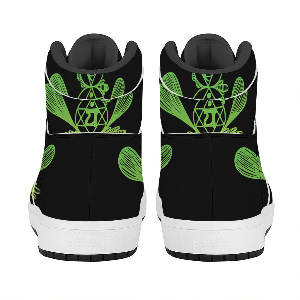 Seven Spiritual Chakras Print High Top Leather Sneakers