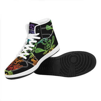 Seven Spiritual Chakras Print High Top Leather Sneakers