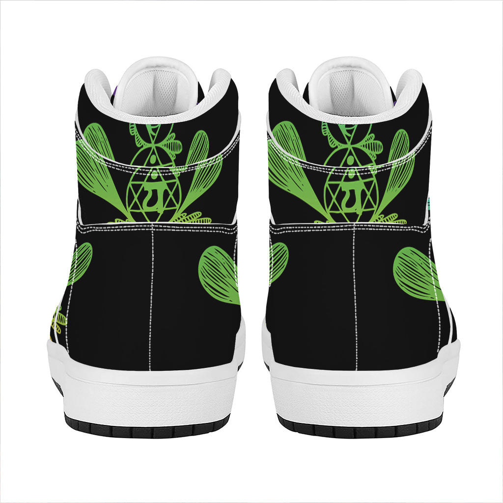 Seven Spiritual Chakras Print High Top Leather Sneakers