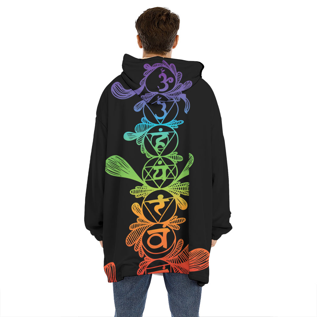 Seven Spiritual Chakras Print Hoodie Blanket