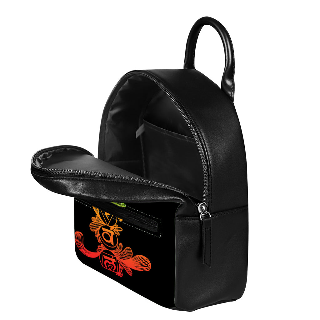Seven Spiritual Chakras Print Leather Backpack