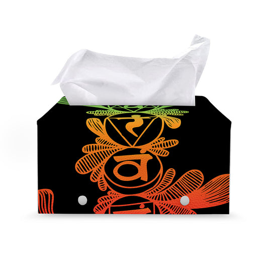 Seven Spiritual Chakras Print Leather Tissue Box Cover