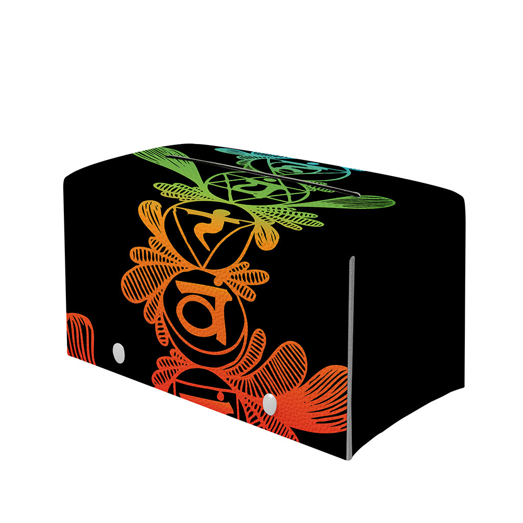 Seven Spiritual Chakras Print Leather Tissue Box Cover