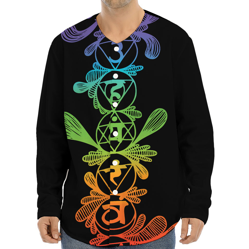 Seven Spiritual Chakras Print Long Sleeve Baseball Jersey