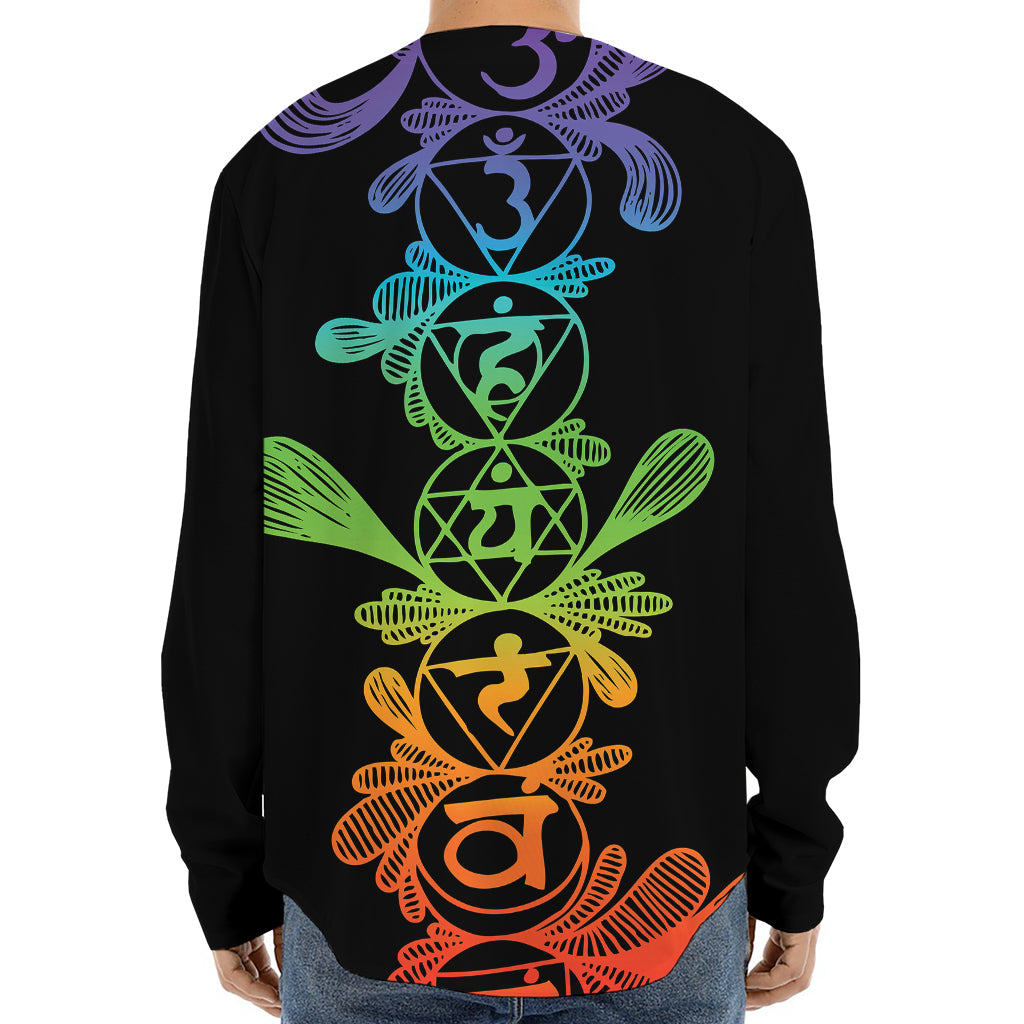 Seven Spiritual Chakras Print Long Sleeve Baseball Jersey