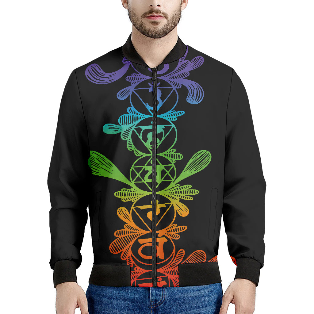 Seven Spiritual Chakras Print Men's Bomber Jacket