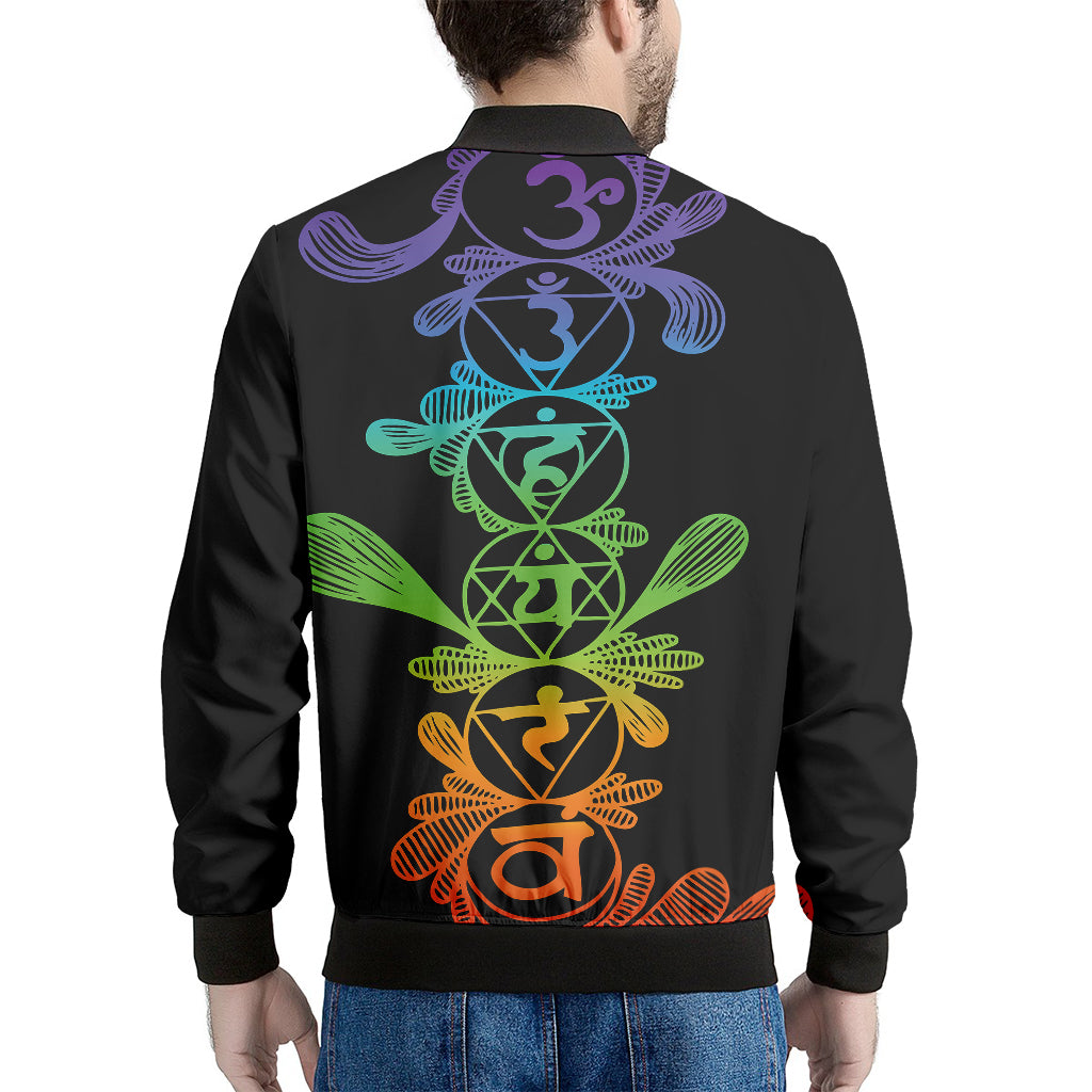 Seven Spiritual Chakras Print Men's Bomber Jacket