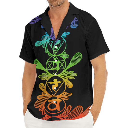 Seven Spiritual Chakras Print Men's Deep V-Neck Shirt