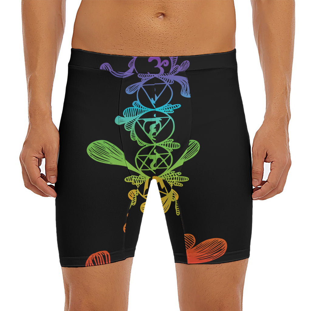 Seven Spiritual Chakras Print Men's Long Boxer Briefs