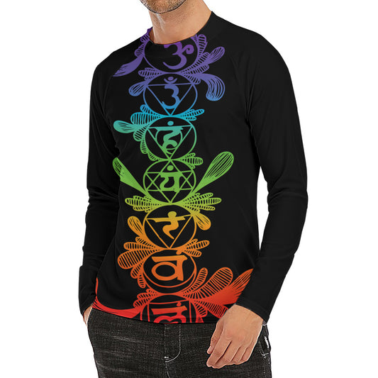 Seven Spiritual Chakras Print Men's Long Sleeve Rash Guard