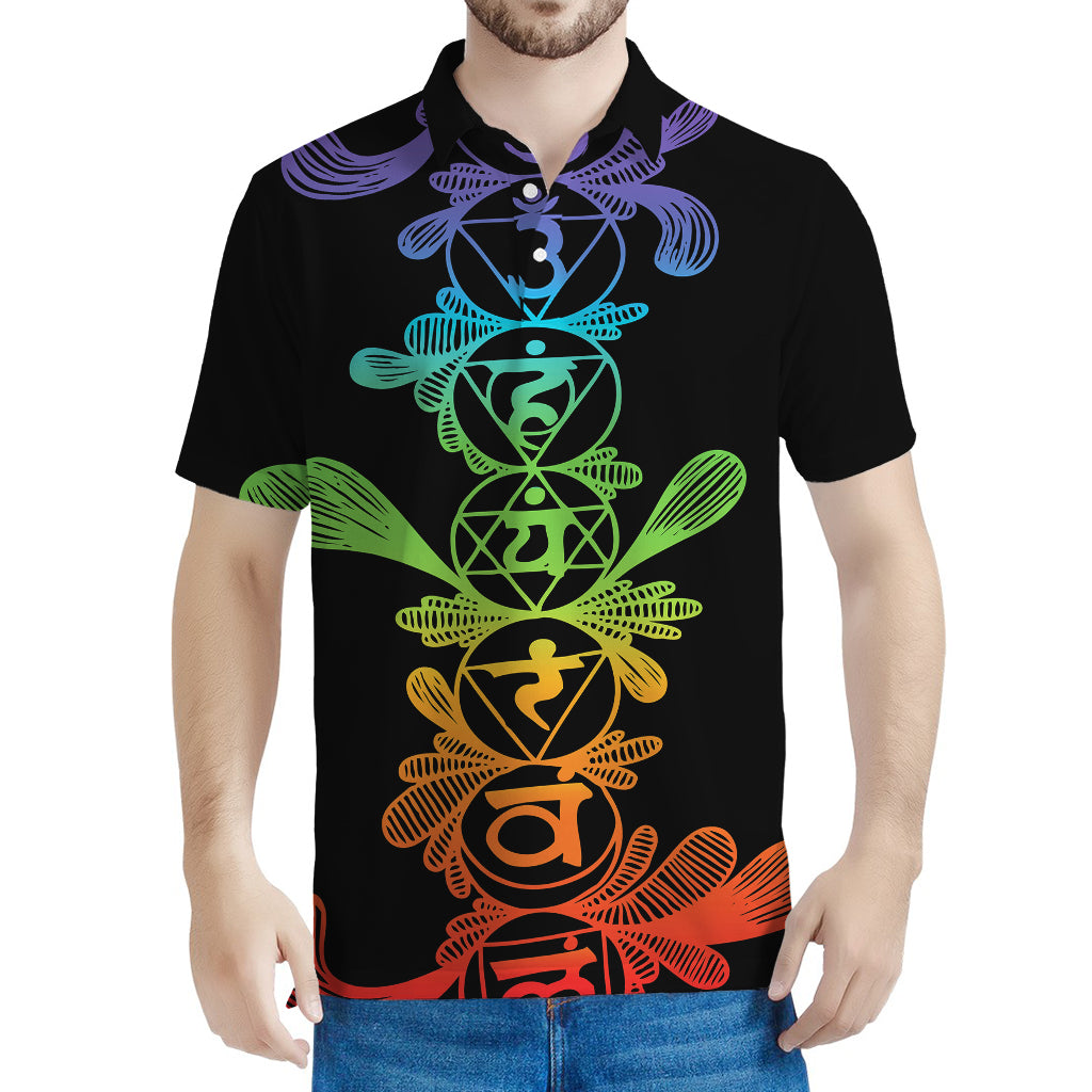 Seven Spiritual Chakras Print Men's Polo Shirt