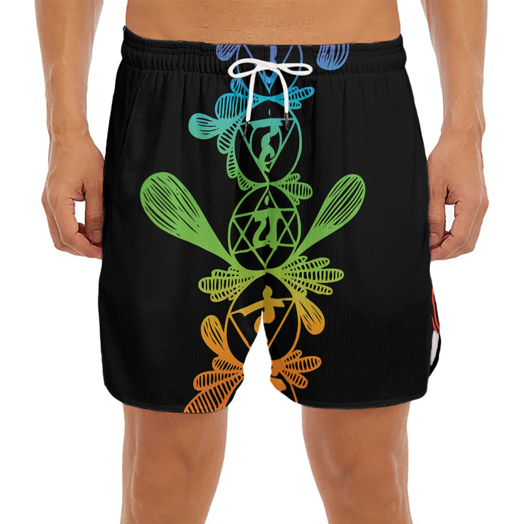 Seven Spiritual Chakras Print Men's Split Running Shorts