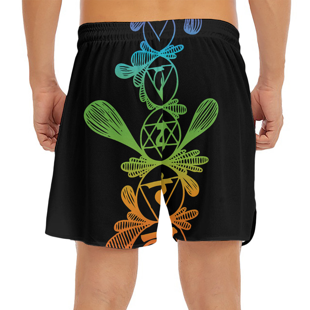 Seven Spiritual Chakras Print Men's Split Running Shorts