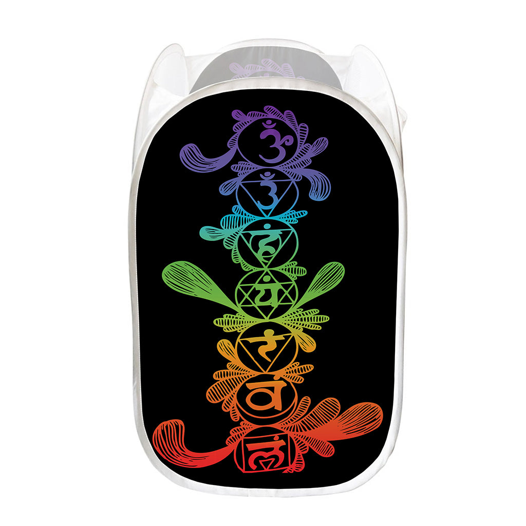 Seven Spiritual Chakras Print Mesh Laundry Hamper