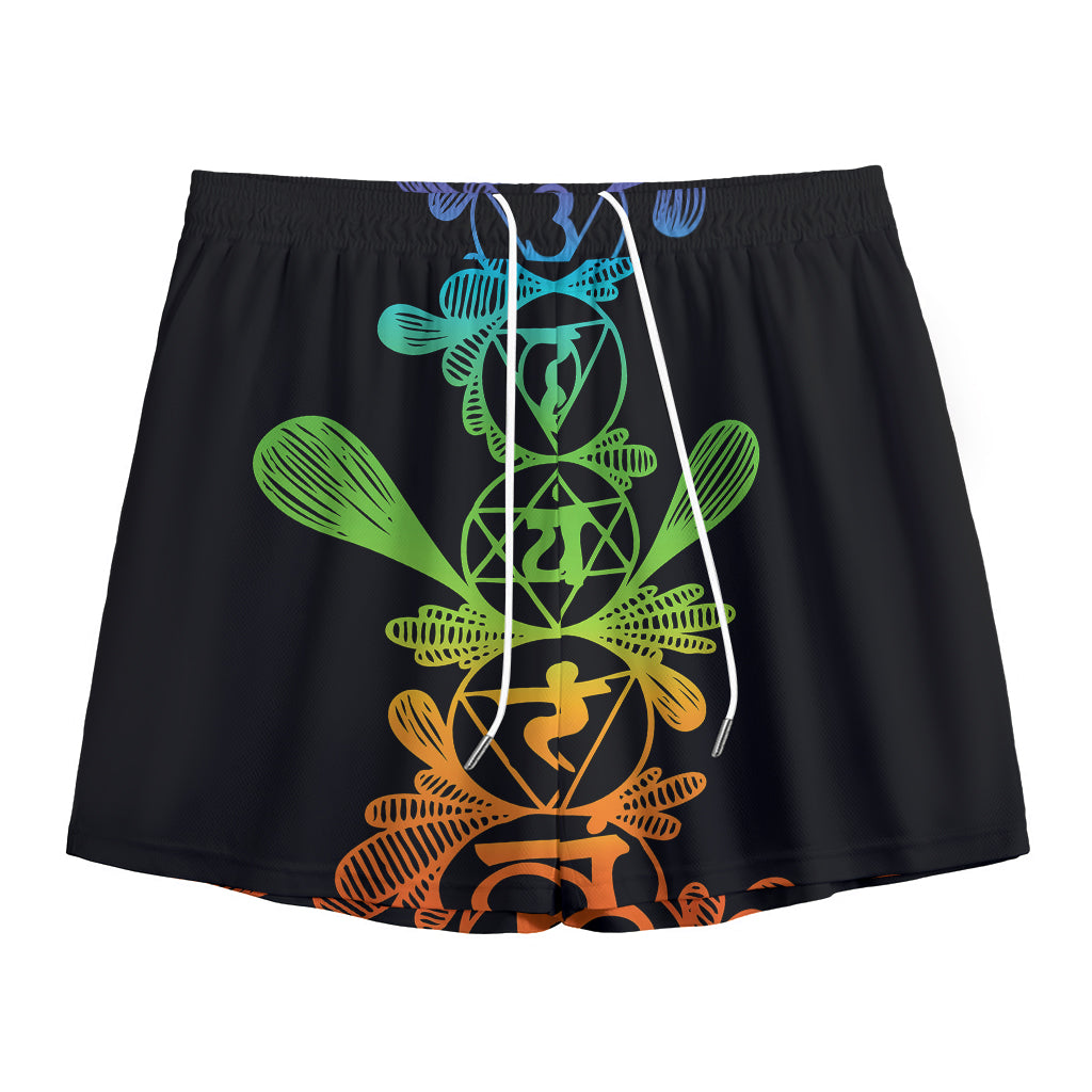 Seven Spiritual Chakras Print Mesh Shorts