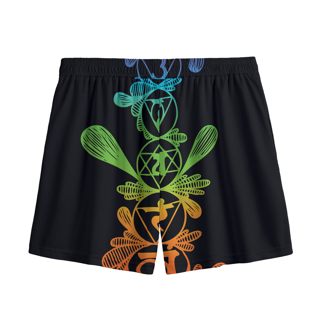 Seven Spiritual Chakras Print Mesh Shorts