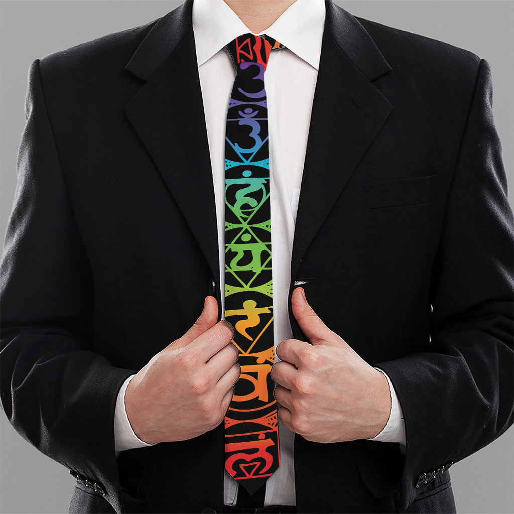 Seven Spiritual Chakras Print Necktie