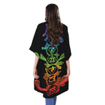 Seven Spiritual Chakras Print Open Front Beach Cover Up