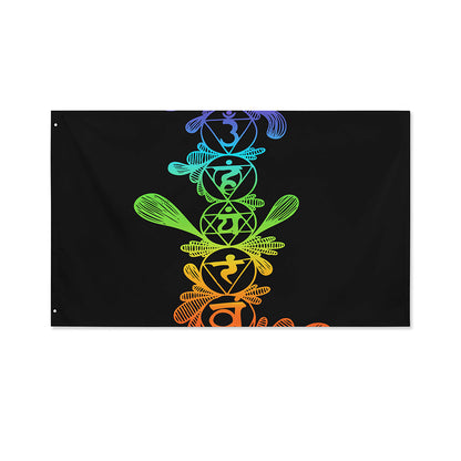 Seven Spiritual Chakras Print Polyester Flag