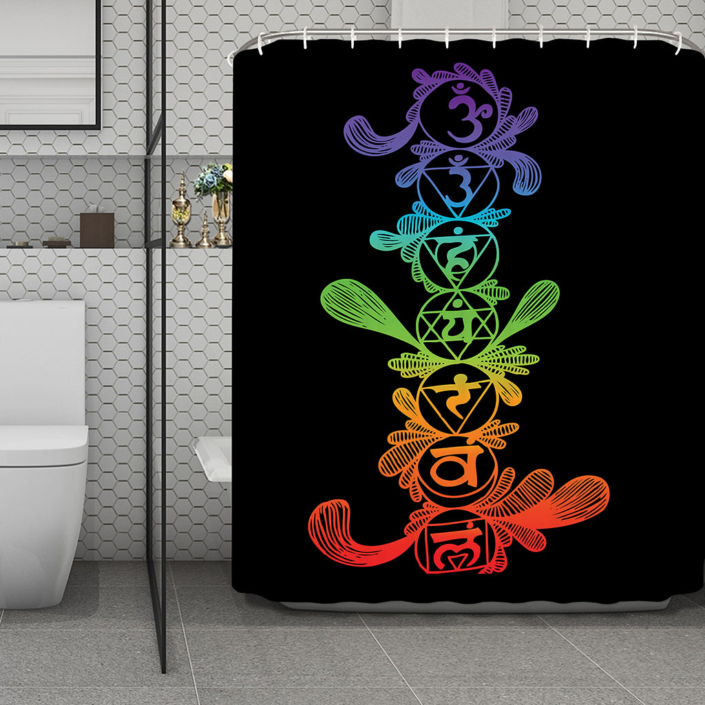 Seven Spiritual Chakras Print Polyester Shower Curtain