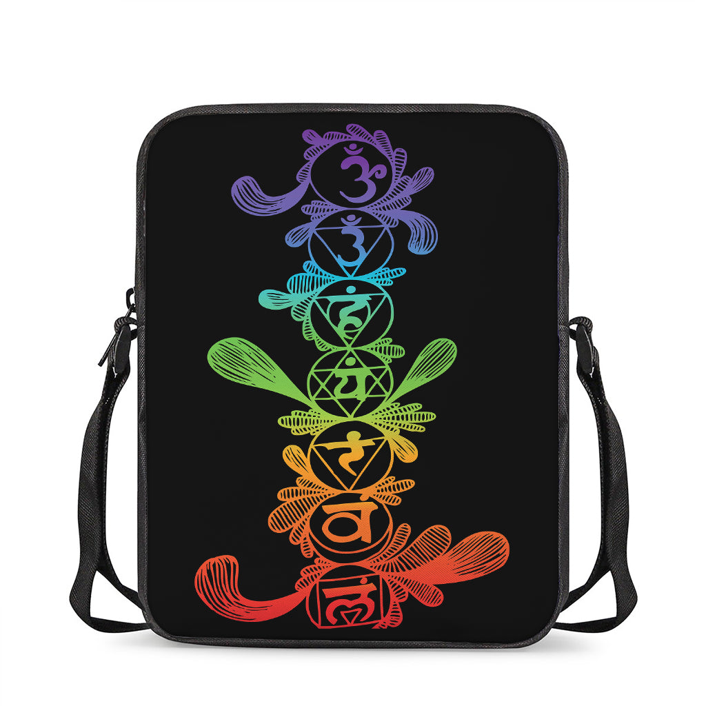 Seven Spiritual Chakras Print Rectangular Crossbody Bag