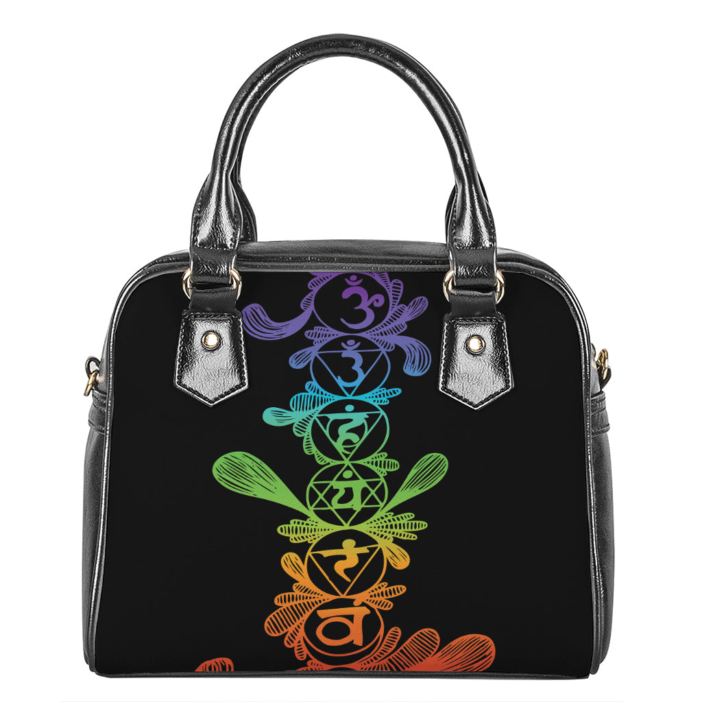 Seven Spiritual Chakras Print Shoulder Handbag