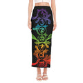 Seven Spiritual Chakras Print Side Slit Maxi Skirt