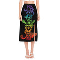 Seven Spiritual Chakras Print Side Slit Midi Skirt