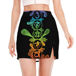 Seven Spiritual Chakras Print Side Slit Mini Skirt