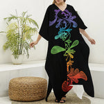 Seven Spiritual Chakras Print Silk V-Neck Kaftan Dress
